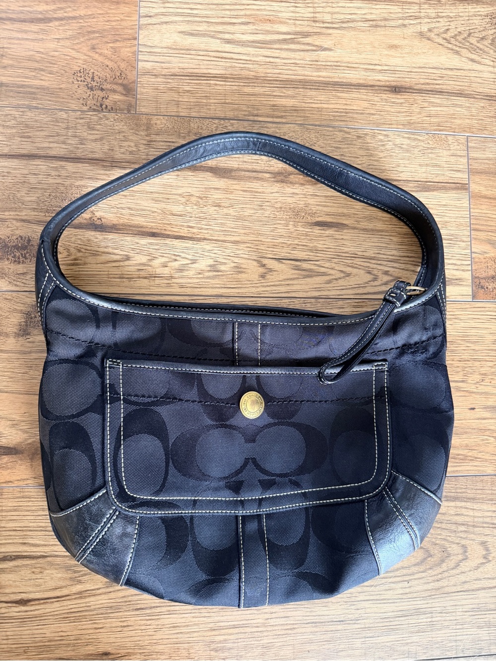 Y2K Vintage Coach Black Ergo Hobo Signature Jacquard Shoulder Bag